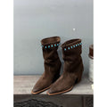 Brown Pointed-Toe Western Boots