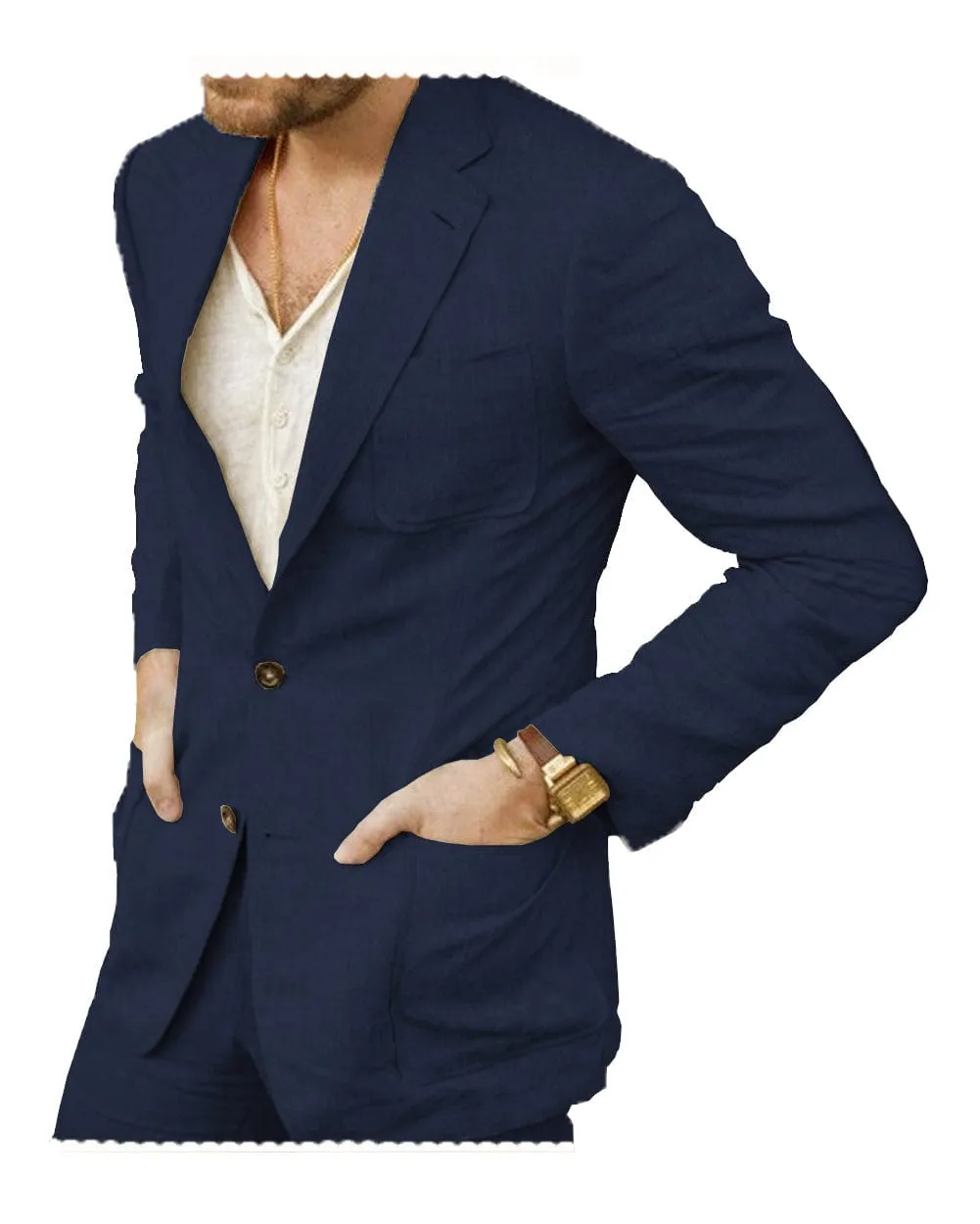 2 Pieces Casual Mens Suit For Leisure (Blazer   Pants)