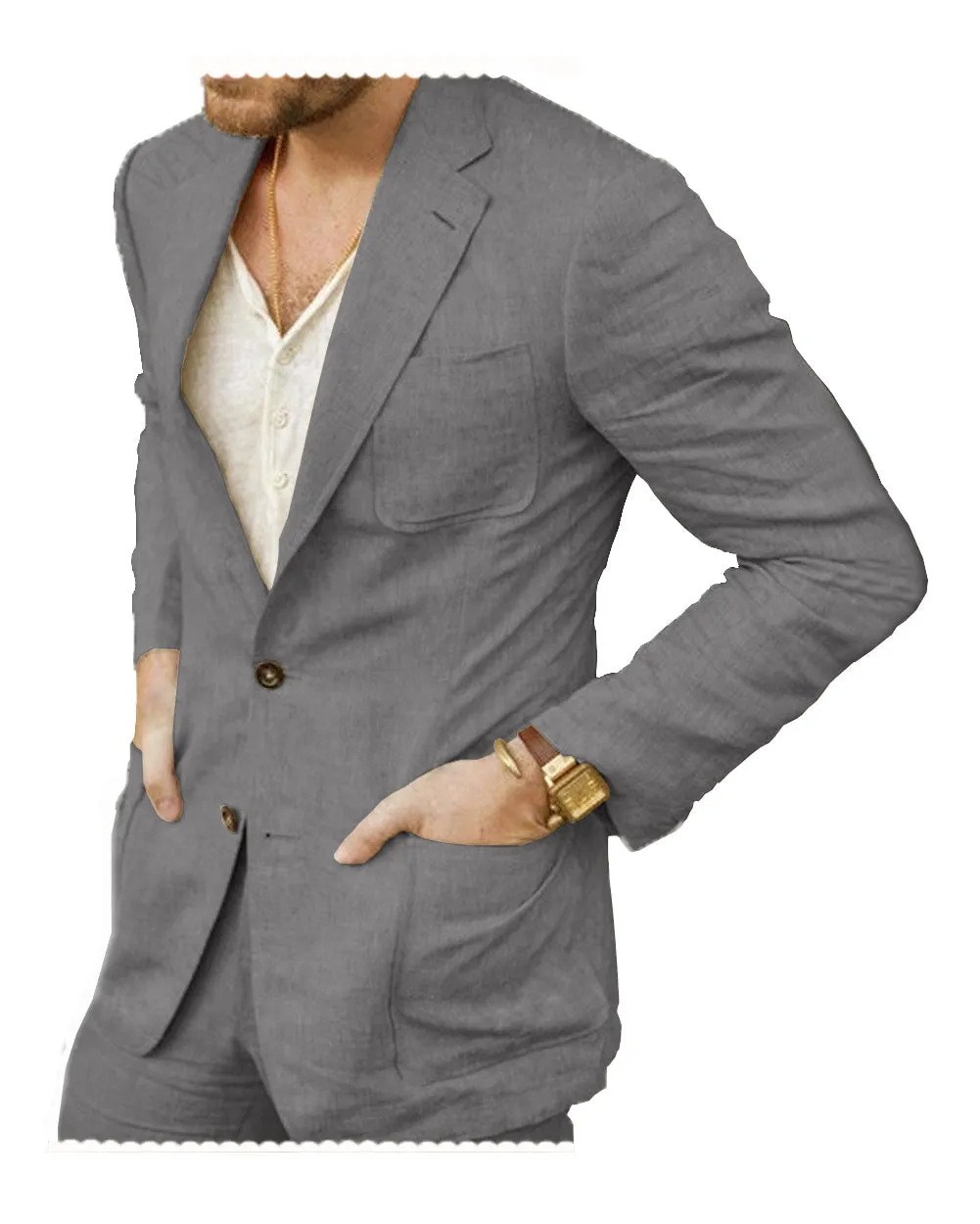 2 Pieces Casual Mens Suit For Leisure (Blazer   Pants)