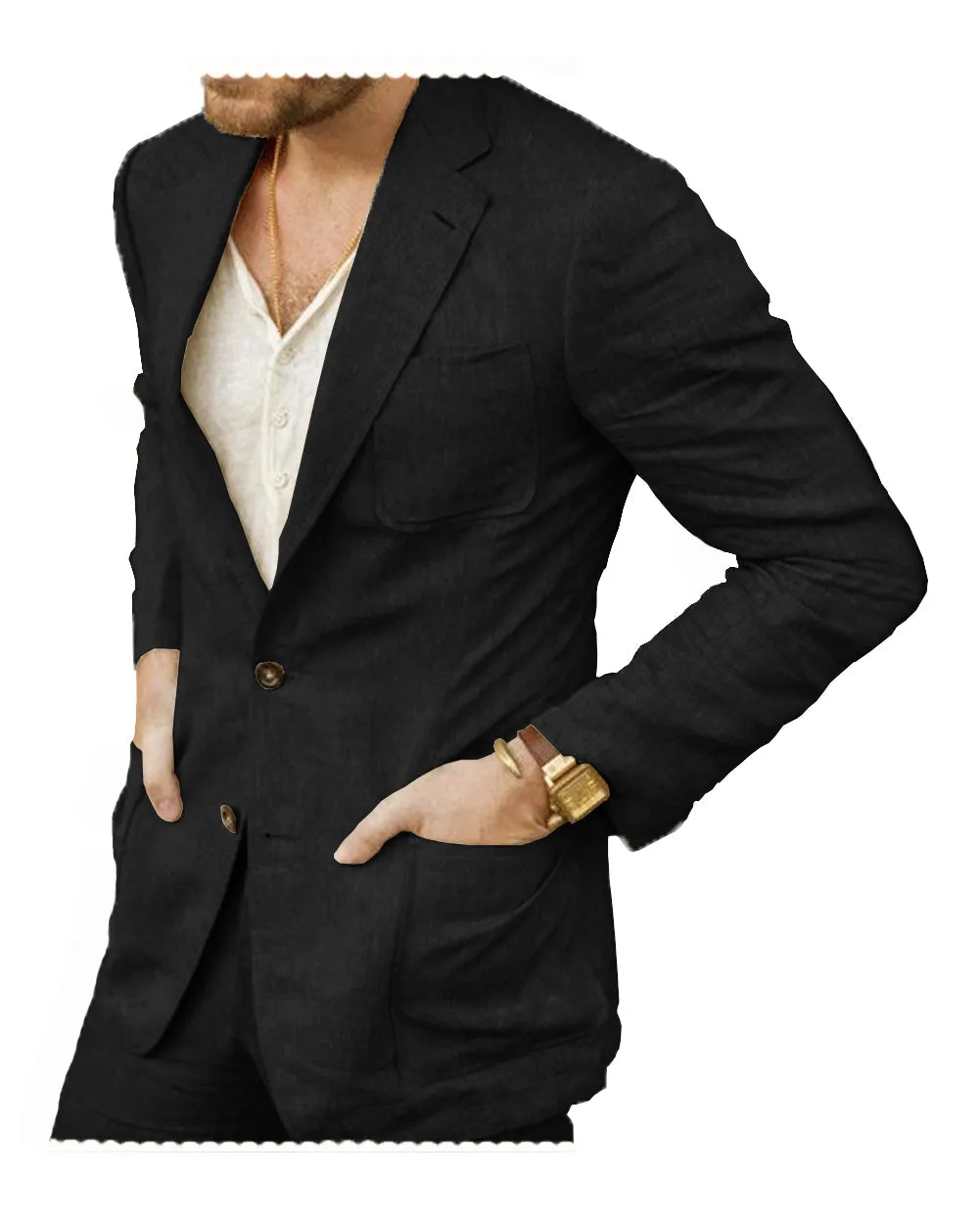 2 Pieces Casual Mens Suit For Leisure (Blazer   Pants)