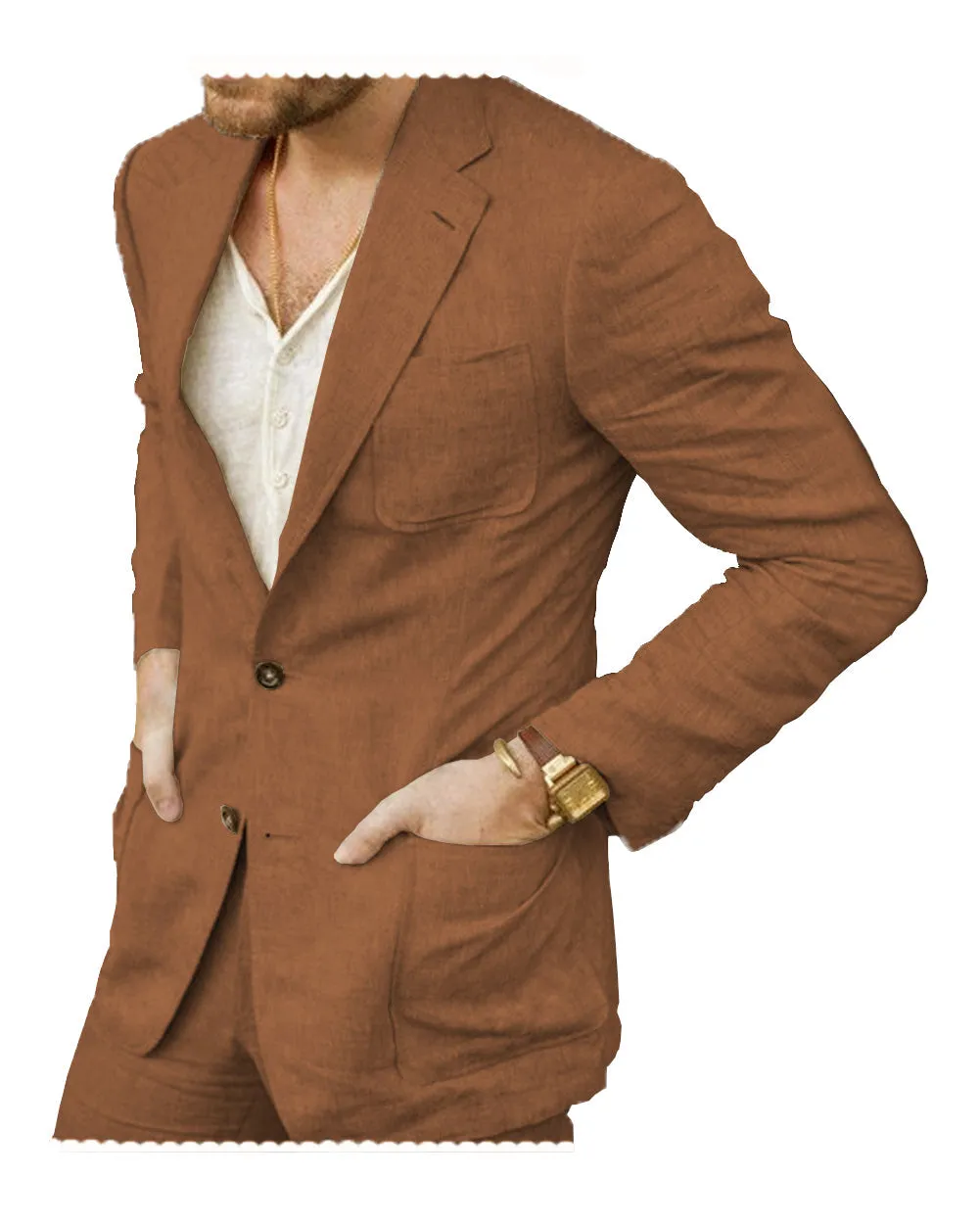 2 Pieces Casual Mens Suit For Leisure (Blazer   Pants)