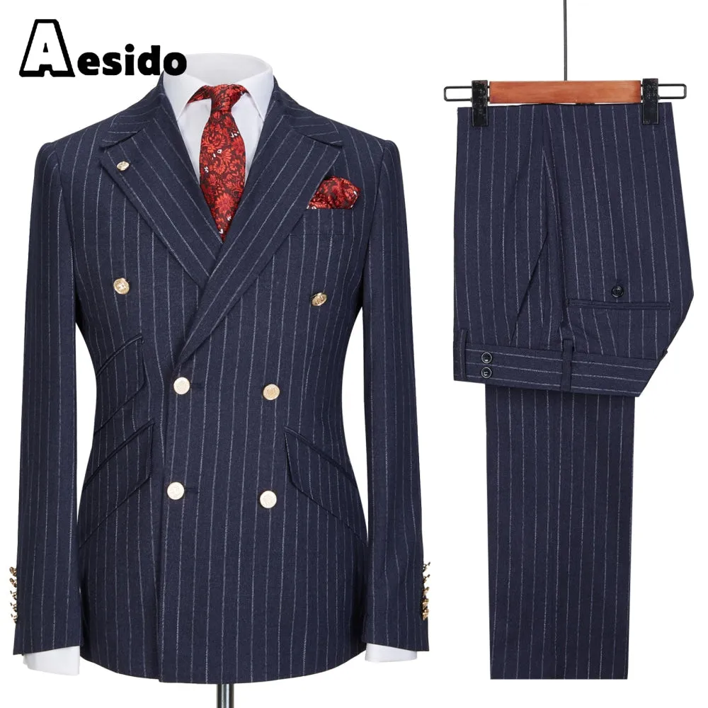 2 Pieces Double Breasted Peak Lapel Men Suit (Blazer Pants)