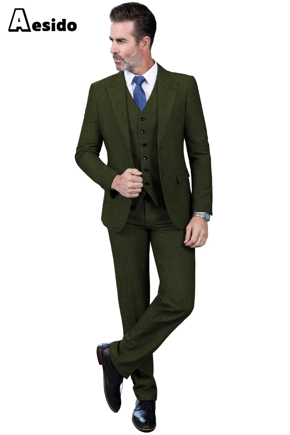 3 Piece Business Peak Lapel Men's Suit (Blazer Vest Pants)