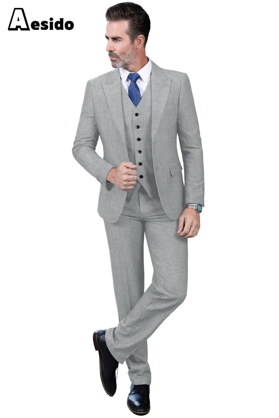 3 Piece Business Peak Lapel Men's Suit (Blazer Vest Pants)