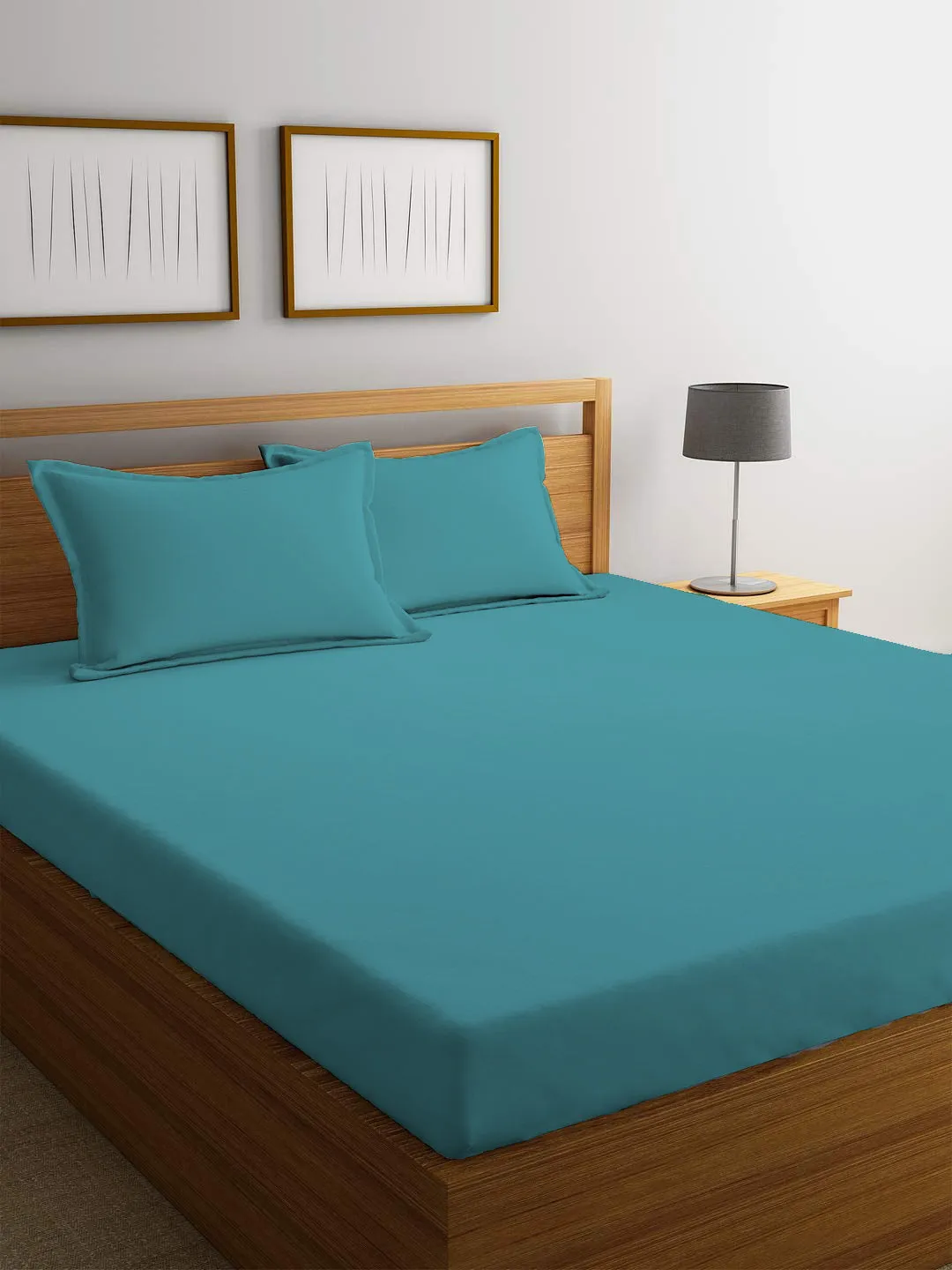 3 Piece Fitted Sheet Set Super Soft Teal Single Size 120x200 25cm with 2 Pillow Case