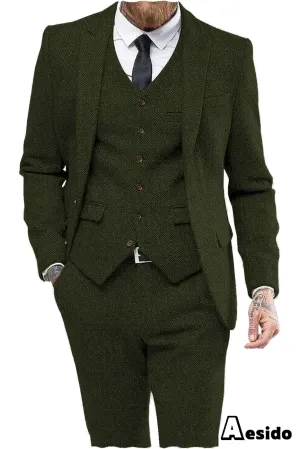 3 Piece Notch Lapel Men Suit (Blazer Vest Pants)