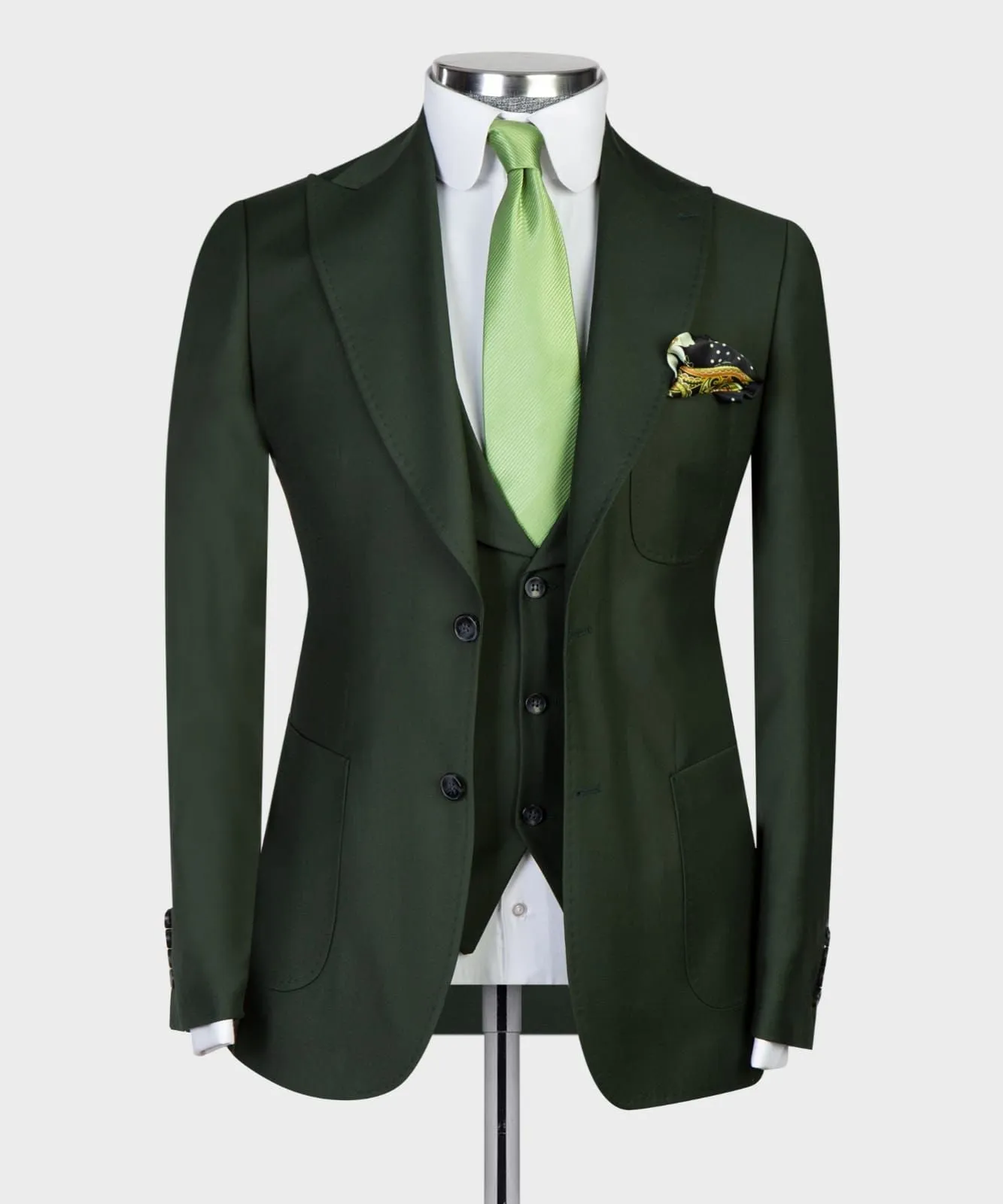 3 Pieces Forest Green Suit