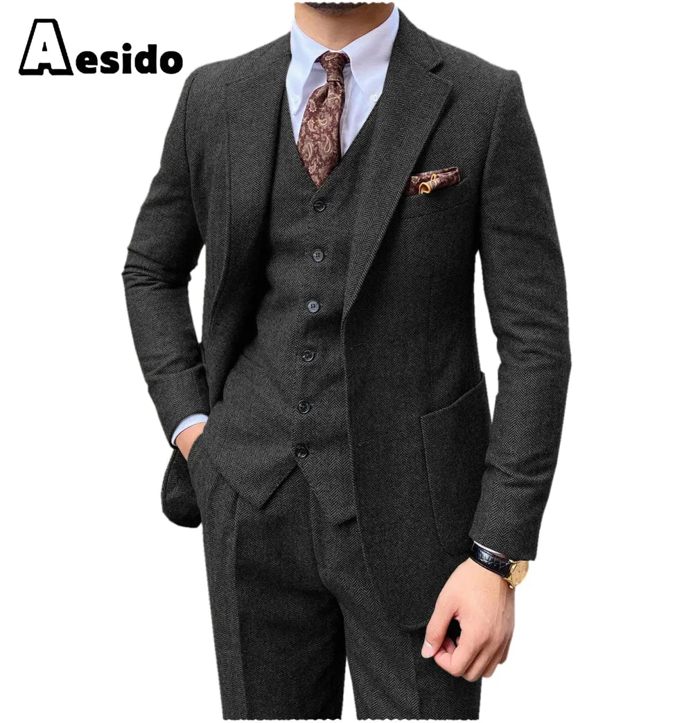 3 Pieces Peack Lapel Men Suit (Blazer Vest Pants)