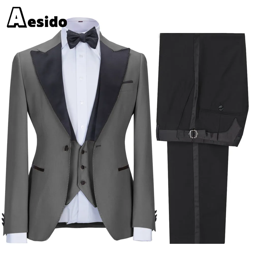 3 Pieces Peak Lapel Flat Mens Suit (Blazer vest Pants)