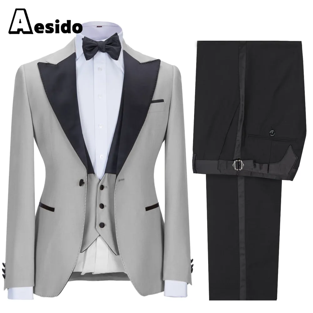 3 Pieces Peak Lapel Flat Mens Suit (Blazer vest Pants)