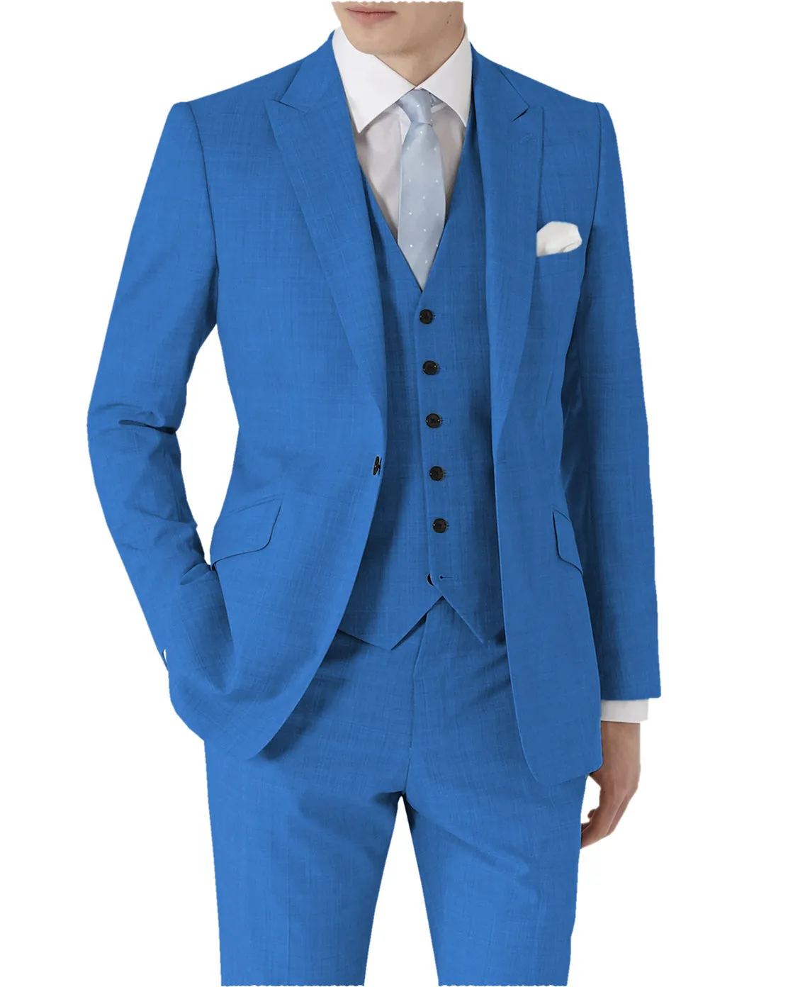 3 Pieces Single Buttons Peak Lapel Men Suit（Blazer Vest Pants）