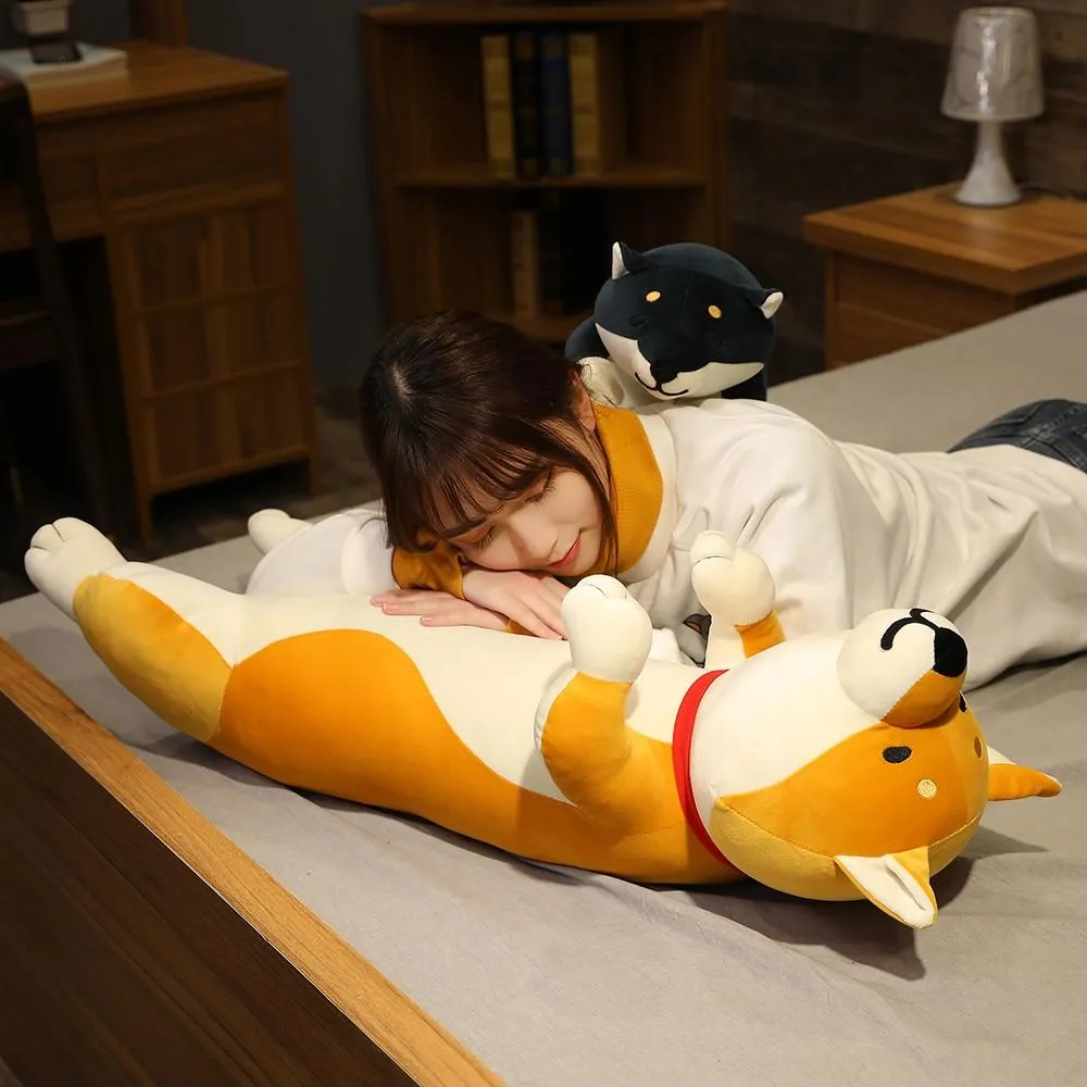 60-120cm Cute Shiba Inu Dog & Cat Plush Toys Stuffed Long Animals Sleep Boyfriend Pillow Doll Office Cushion Kids Girls Gift