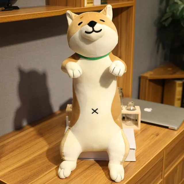 60-120cm Cute Shiba Inu Dog & Cat Plush Toys Stuffed Long Animals Sleep Boyfriend Pillow Doll Office Cushion Kids Girls Gift