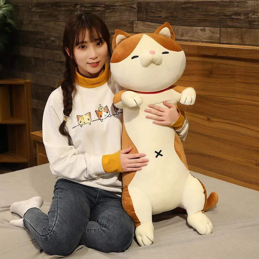 60-120cm Cute Shiba Inu Dog & Cat Plush Toys Stuffed Long Animals Sleep Boyfriend Pillow Doll Office Cushion Kids Girls Gift