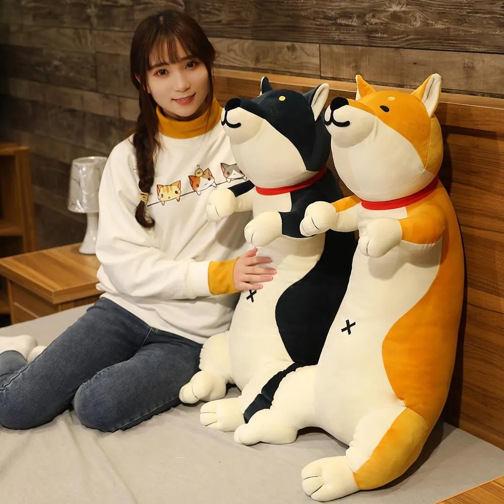 60-120cm Cute Shiba Inu Dog & Cat Plush Toys Stuffed Long Animals Sleep Boyfriend Pillow Doll Office Cushion Kids Girls Gift