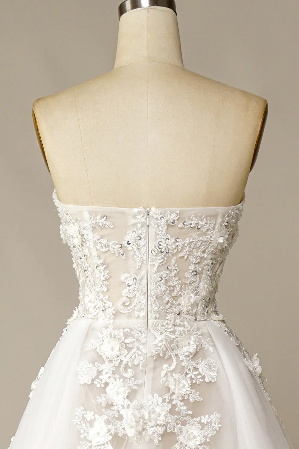 A Line Wedding Dress with Appliques