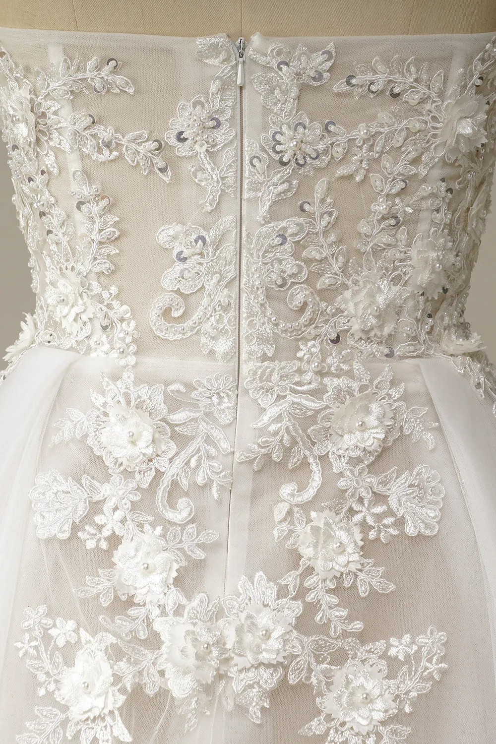 A Line Wedding Dress with Appliques