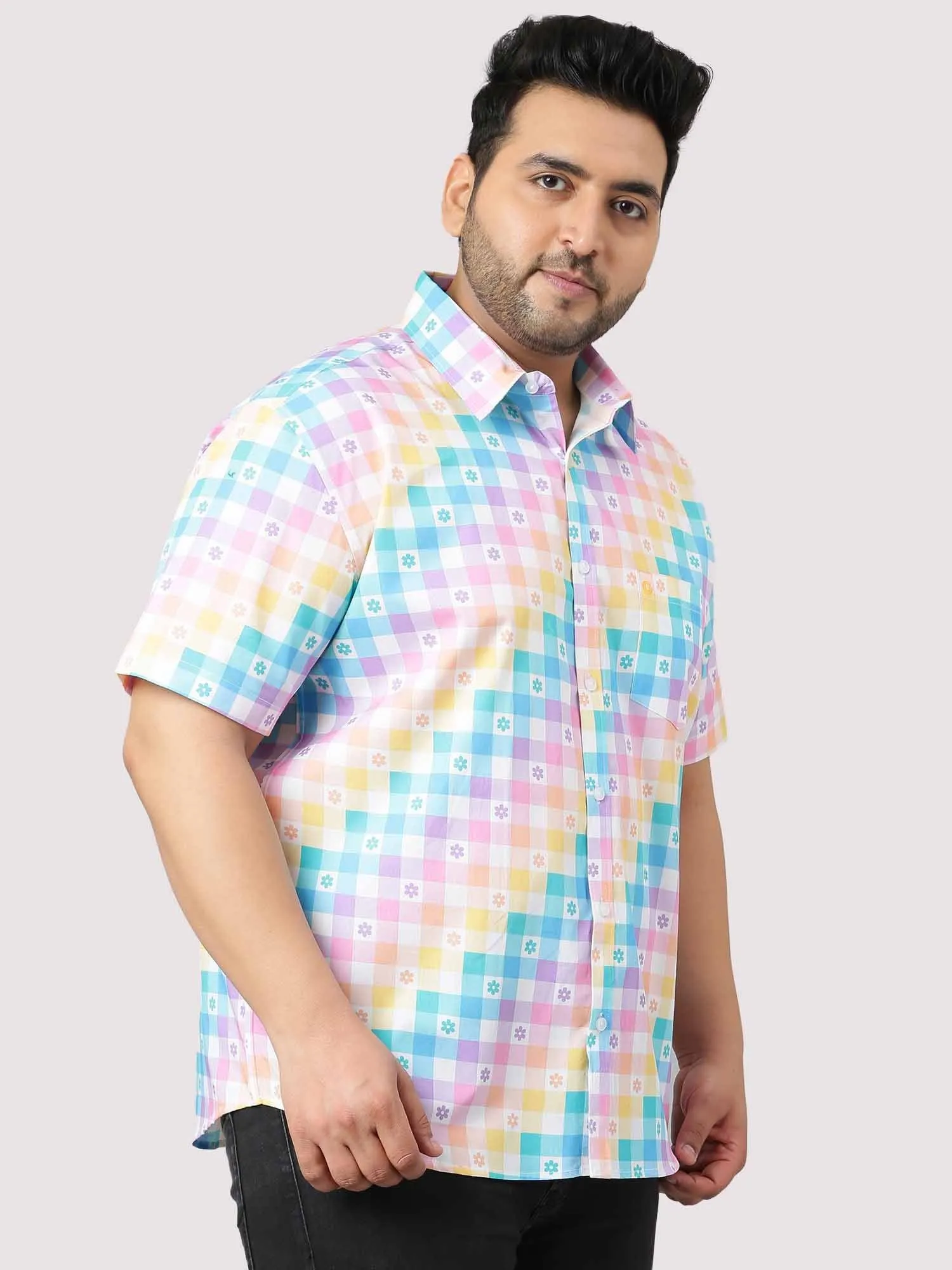 Abstract Rainbow Checks Men's Plus Size