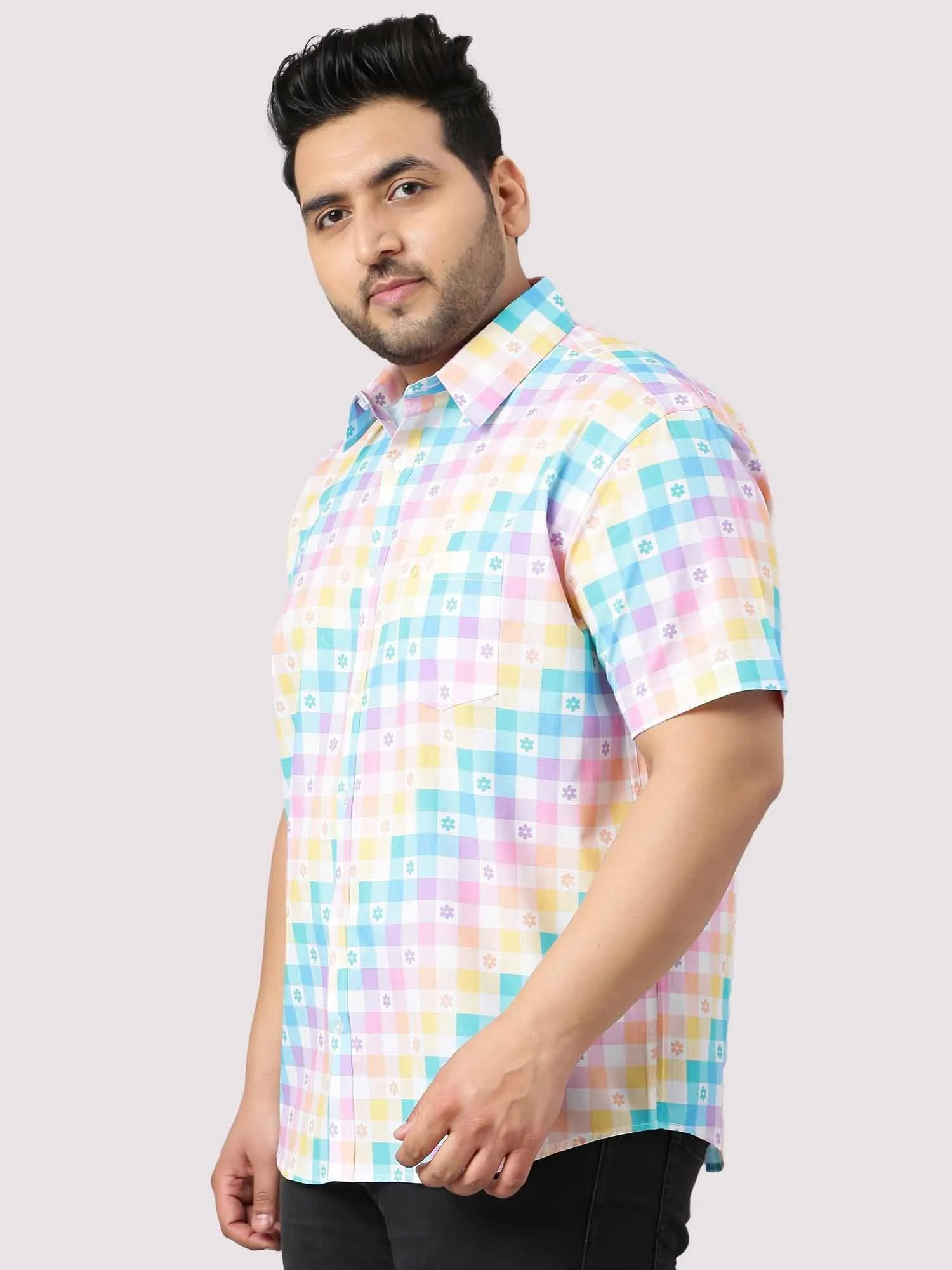 Abstract Rainbow Checks Men's Plus Size