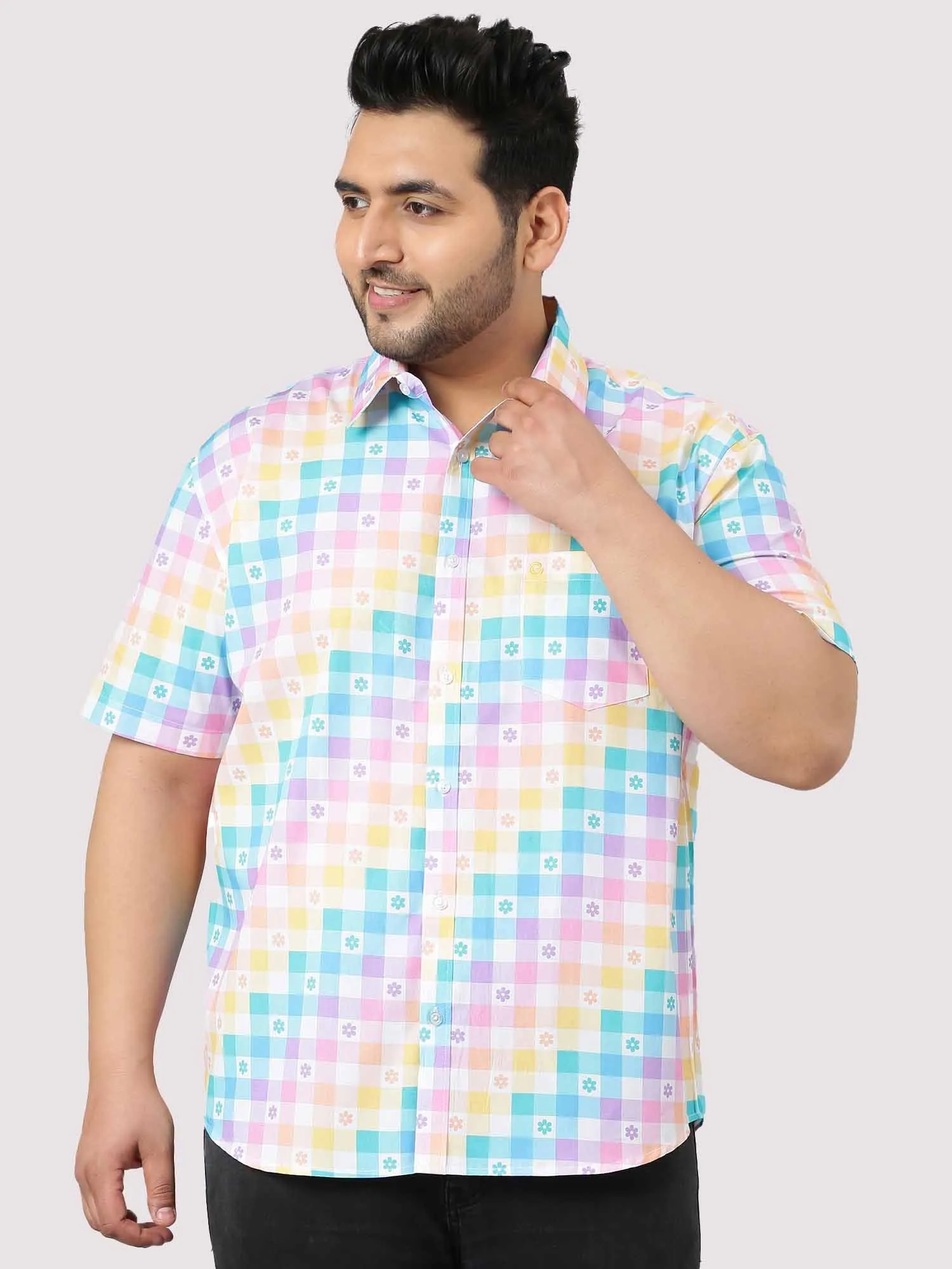 Abstract Rainbow Checks Men's Plus Size