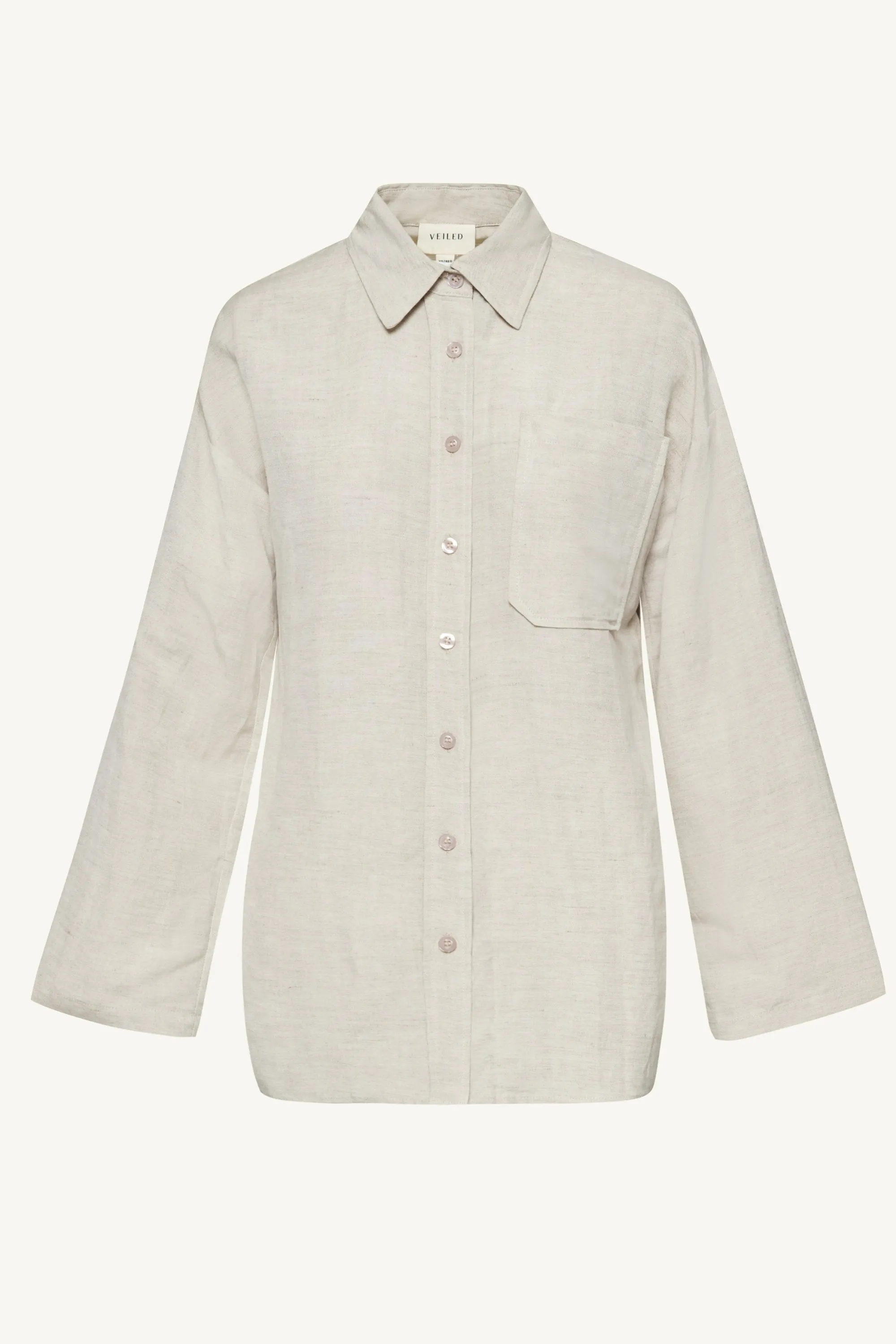 Adalila Linen Button Down Top - Oatmeal