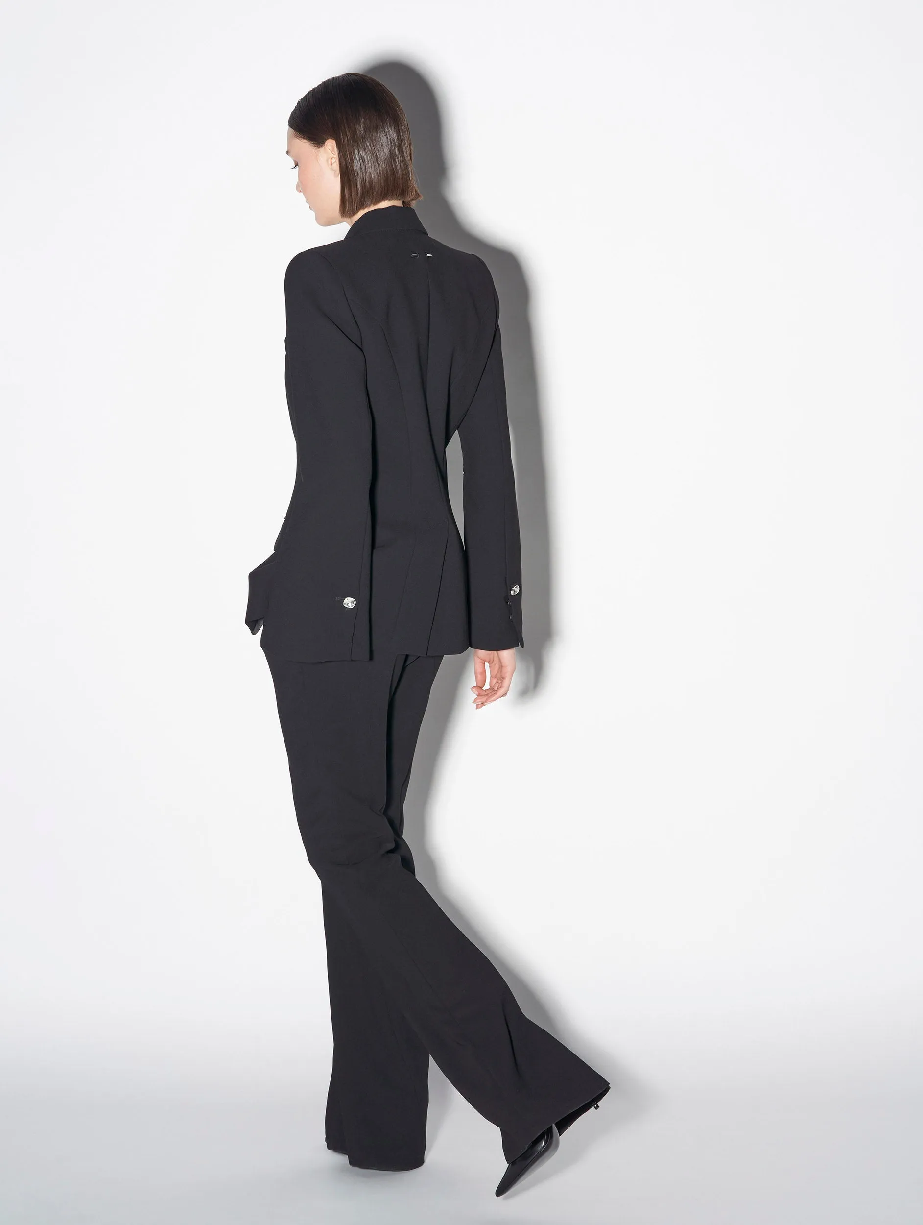 Black crepe suit jacket with zip sleeves