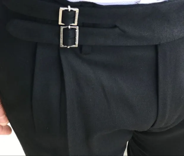 Black Double Buckle Gurkha Pants