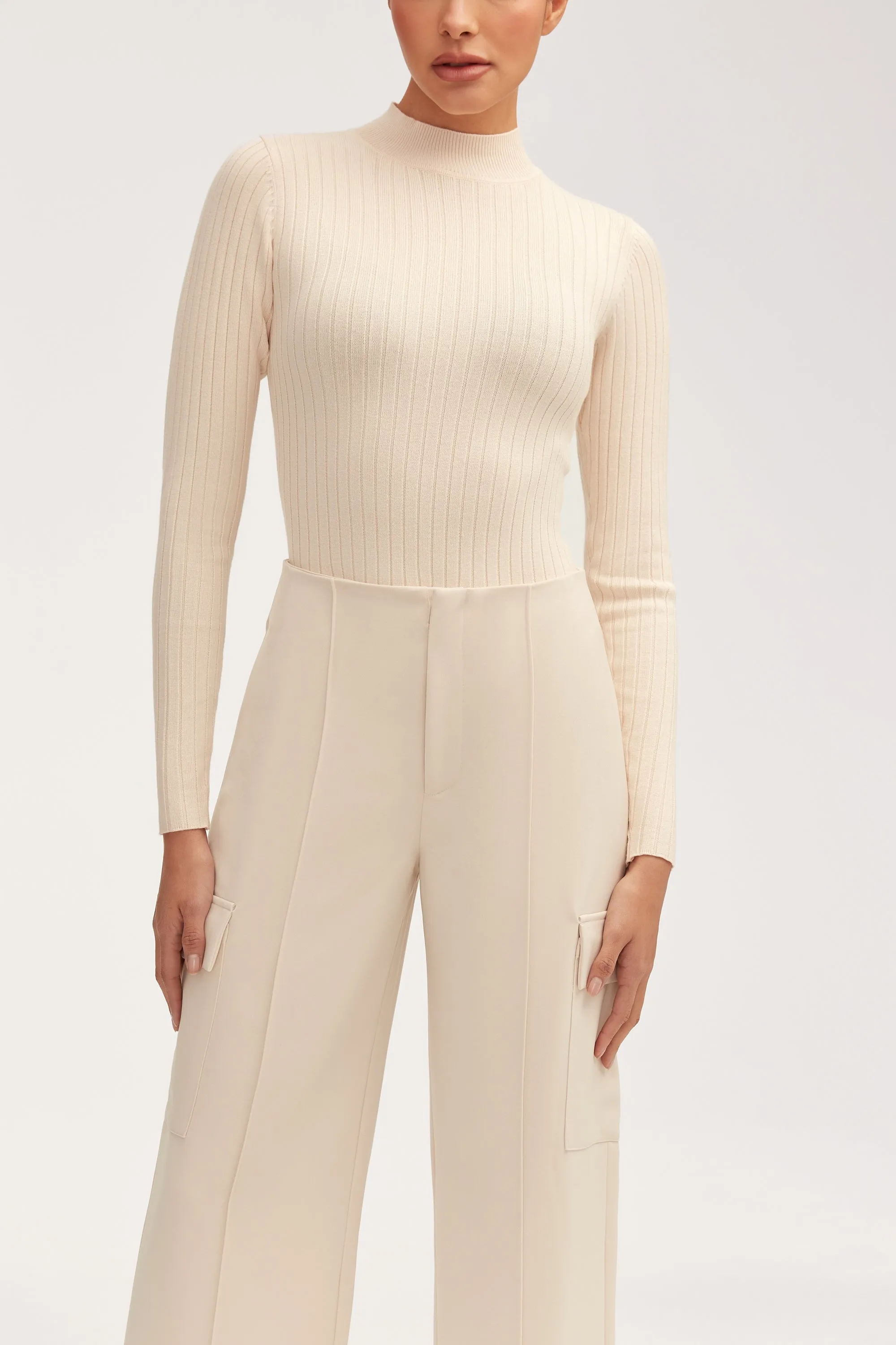 Blair Wide Rib Knit Bodysuit - Off White