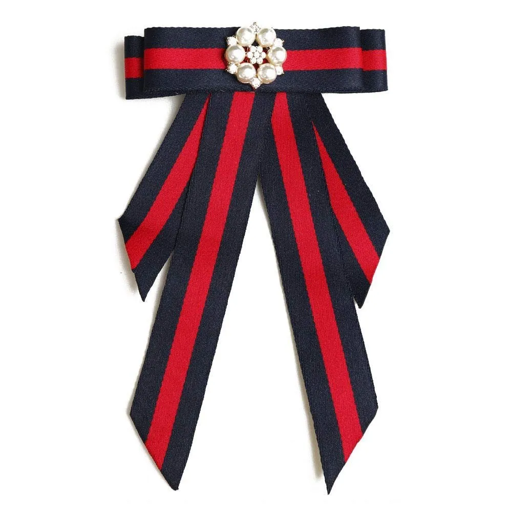 Blue and Red Stripes Two in One Hair Clip and Broach