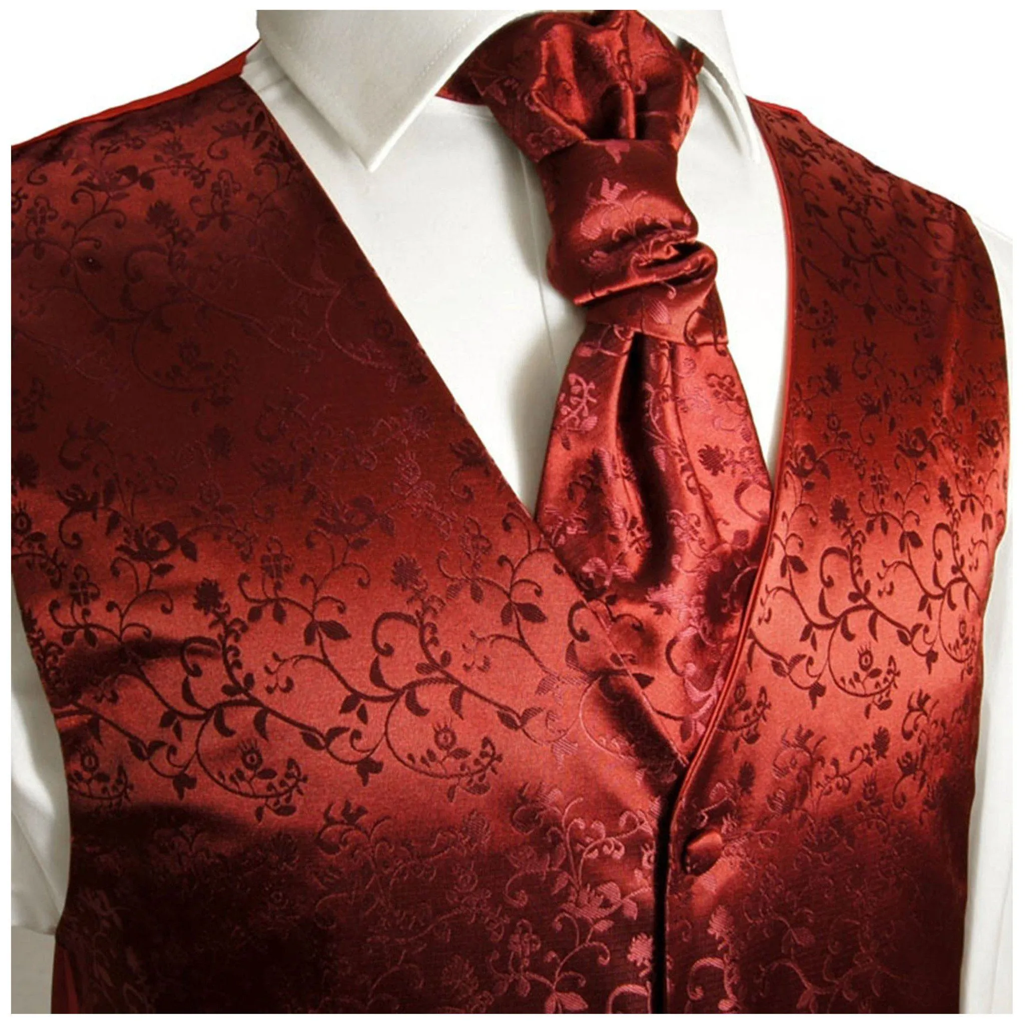 Burgundy Vines Tuxedo Vest Set