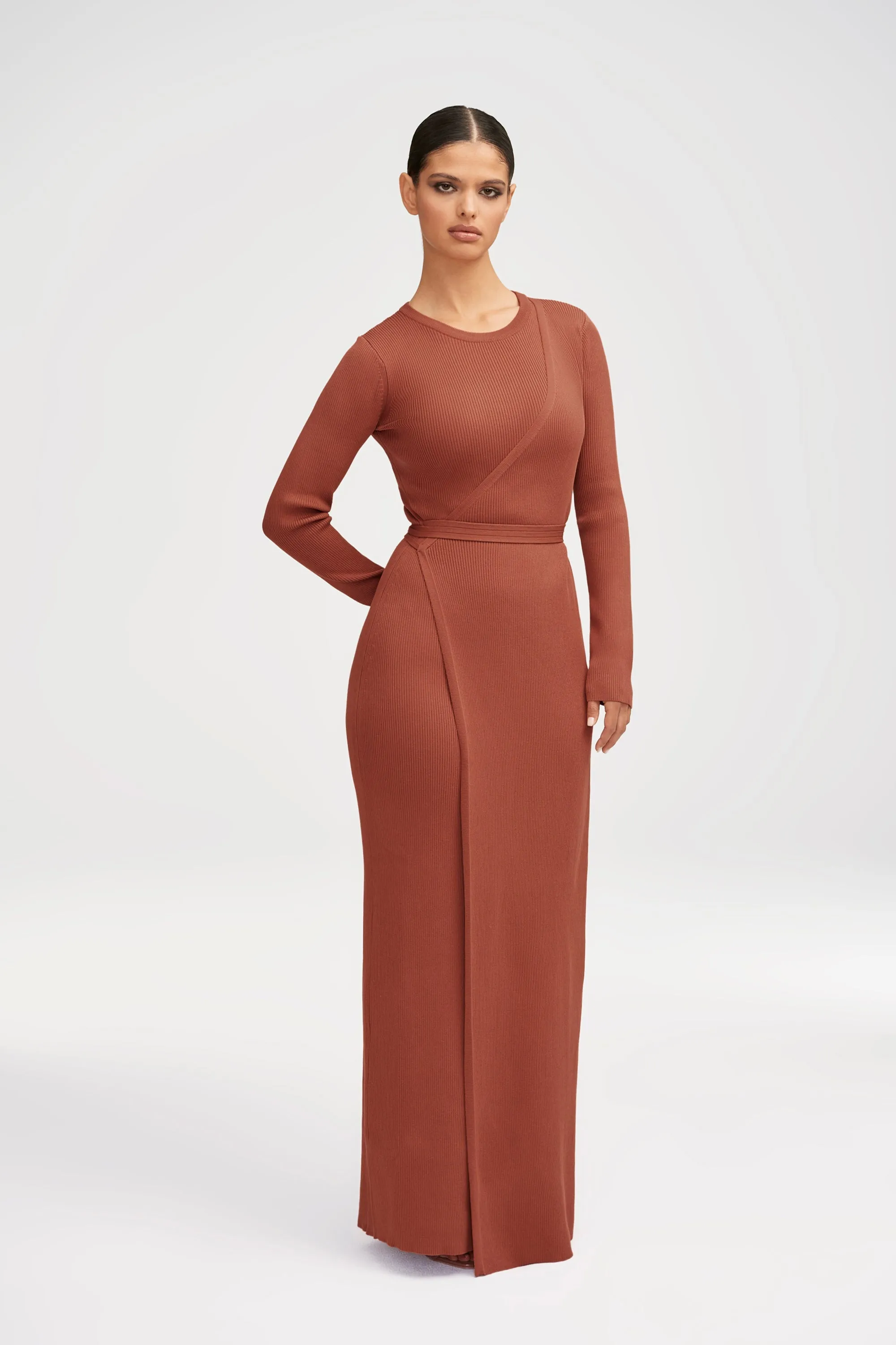 Cassandra Ribbed Wrap Maxi Dress