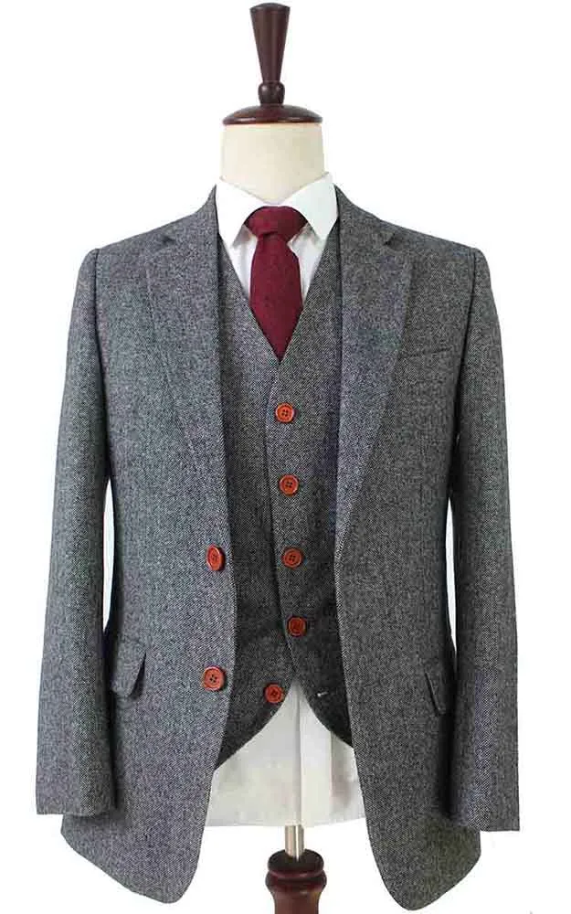 CLASSIC GREY BARLEYCORN TWEED 2 PIECE SUIT