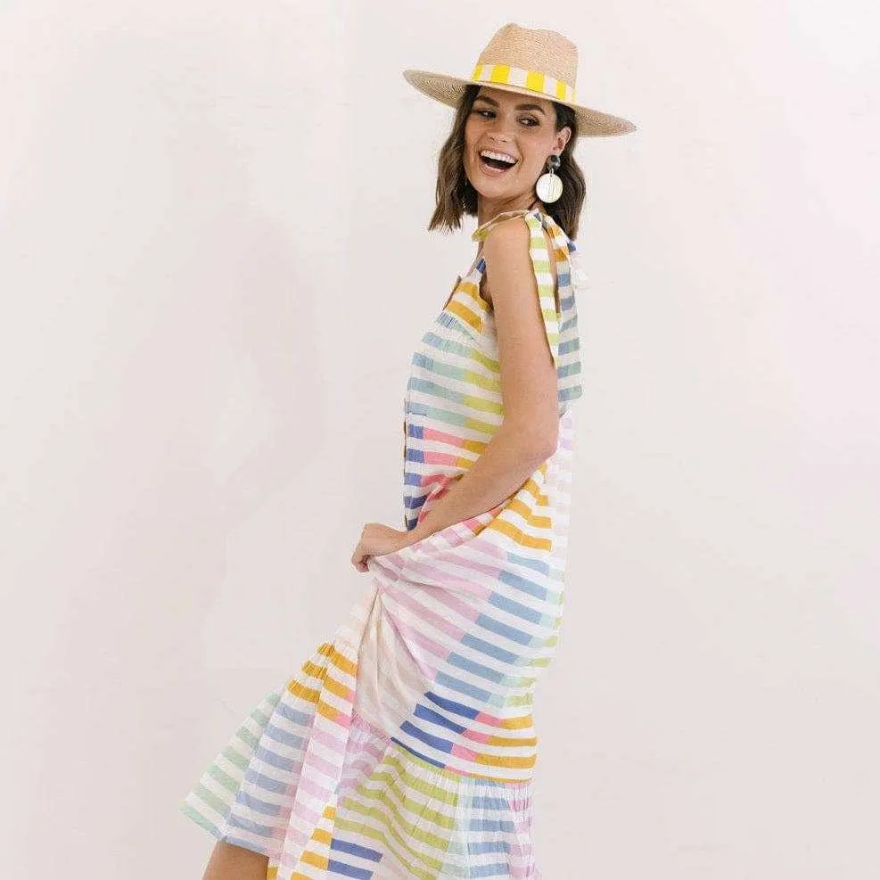 Colorful Stripe Positano Dress: M