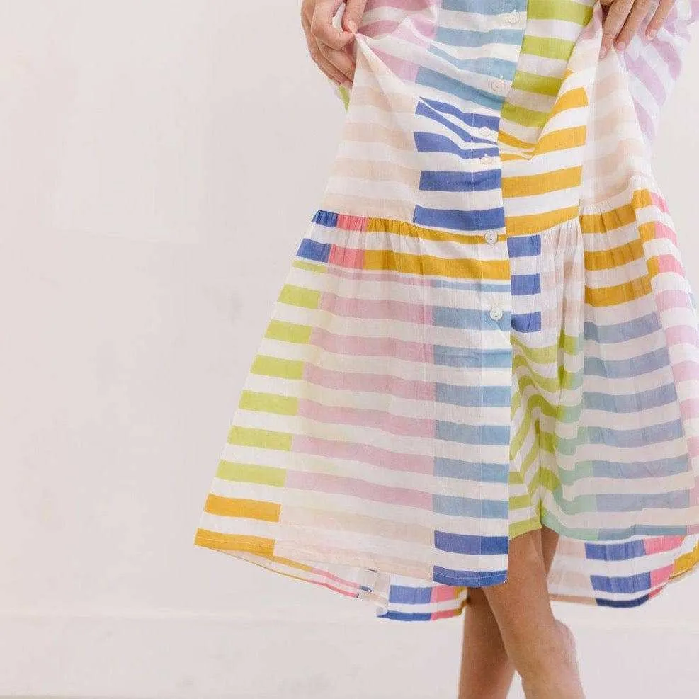 Colorful Stripe Positano Dress: M