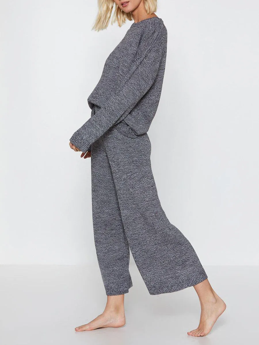 Comfortable Home Loose Solid Color Women'S Knitted Suit