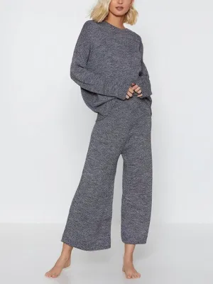 Comfortable Home Loose Solid Color Women'S Knitted Suit