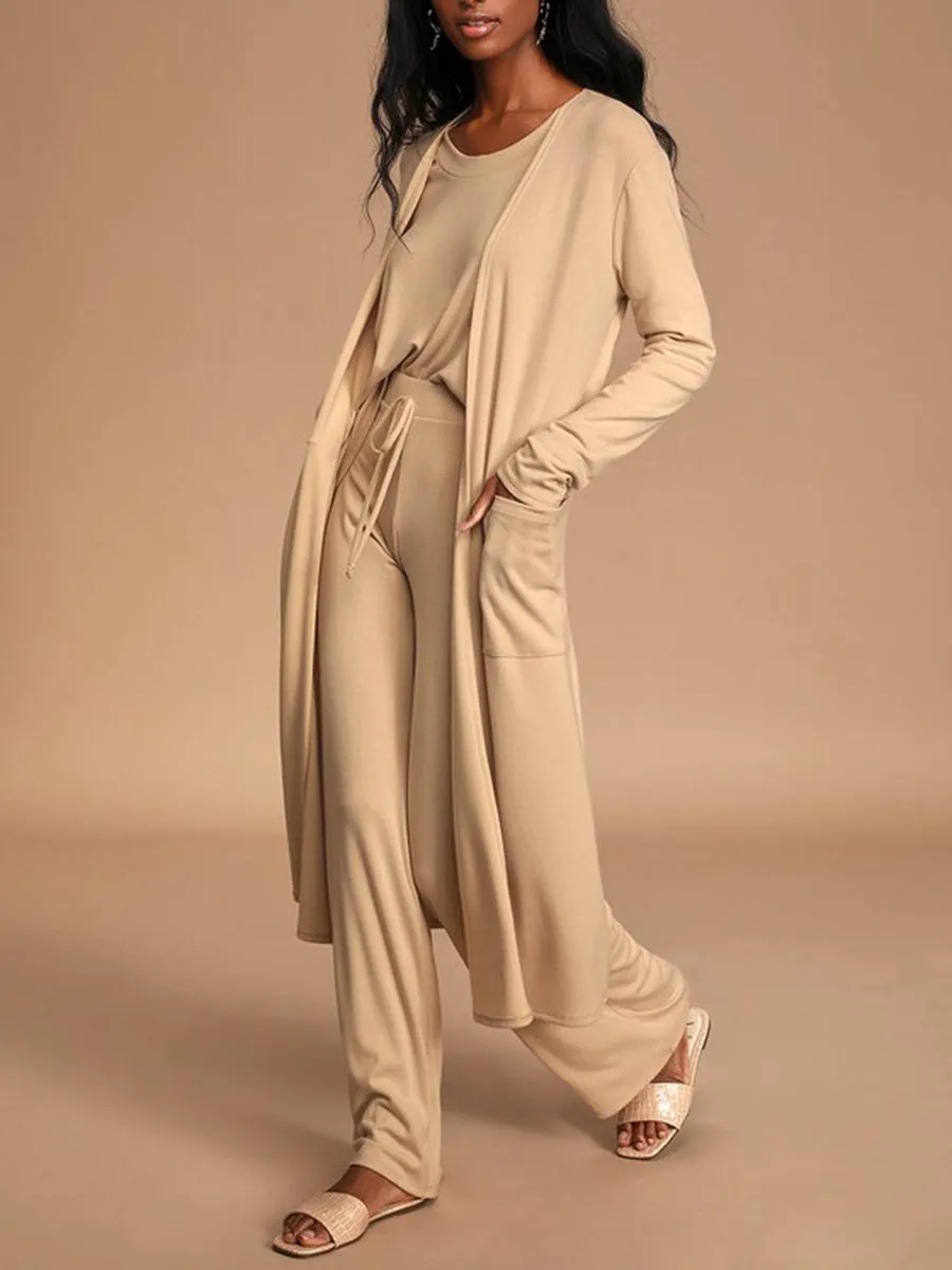 Comfortable Solid Color Leisure Three-Piece Suit