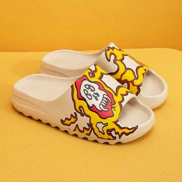 deanwangkt - Yellow White Casual Simplicity Printing Opend Comfortable Shoes