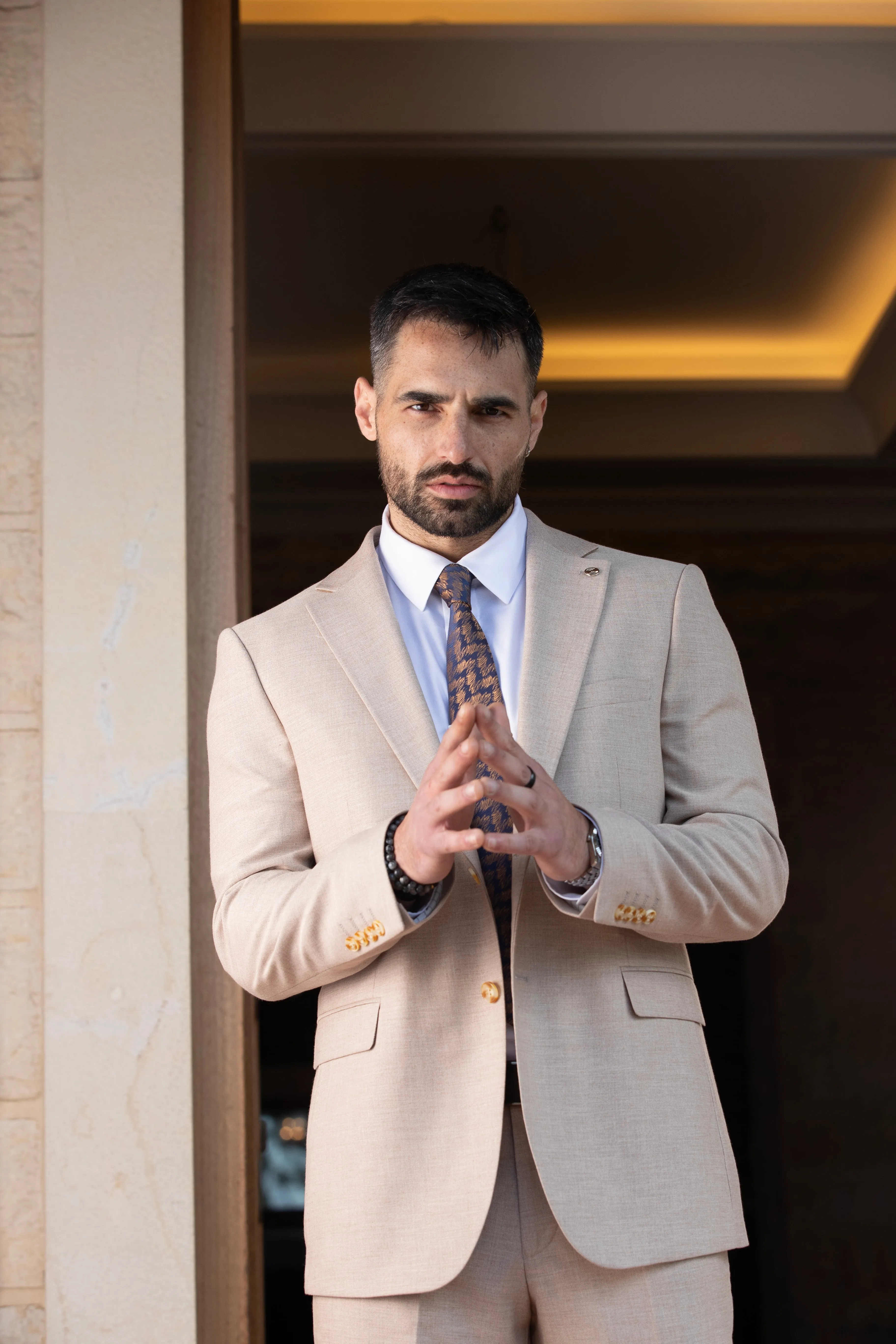 Elegant Fashion Beige Suit