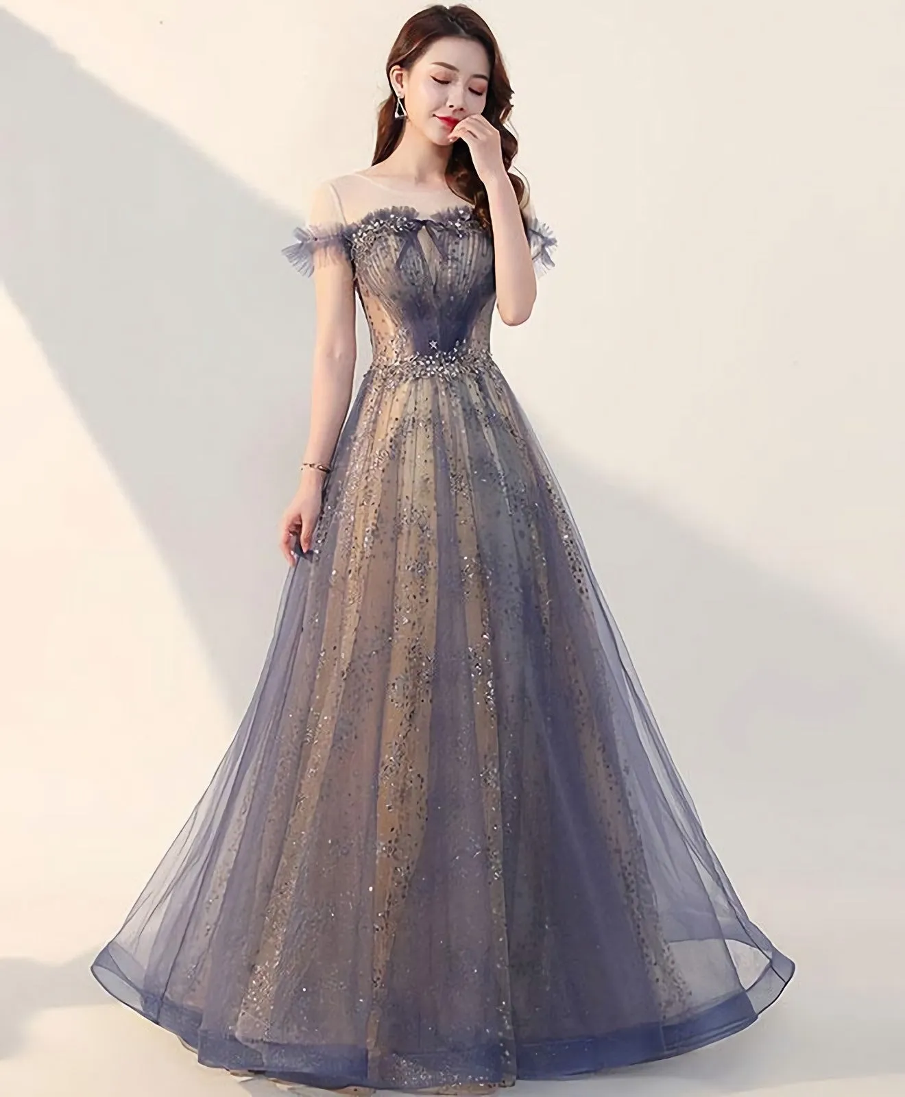 Elegant Tulle Long Prom Dress Tulle Formal Dress