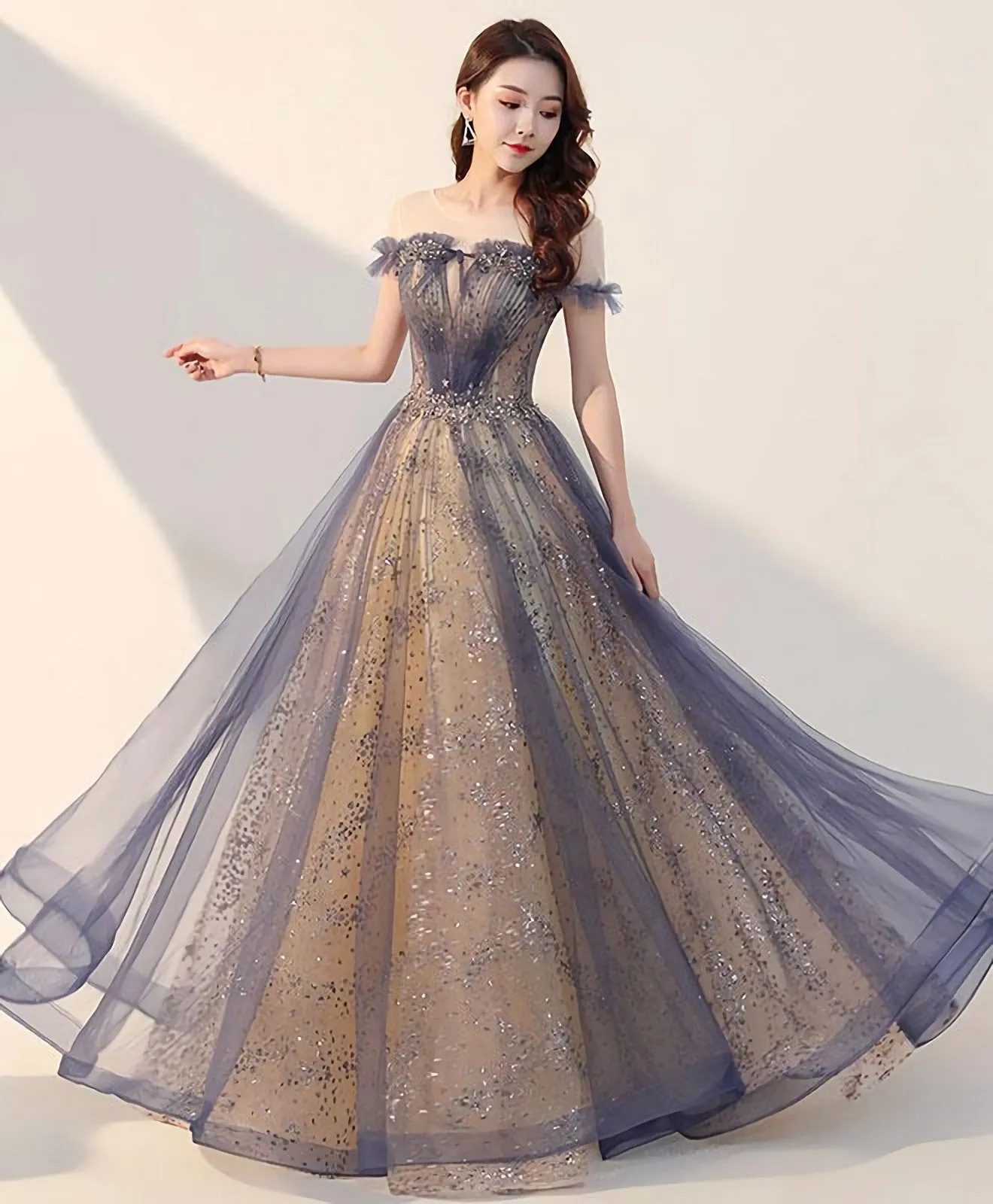 Elegant Tulle Long Prom Dress Tulle Formal Dress