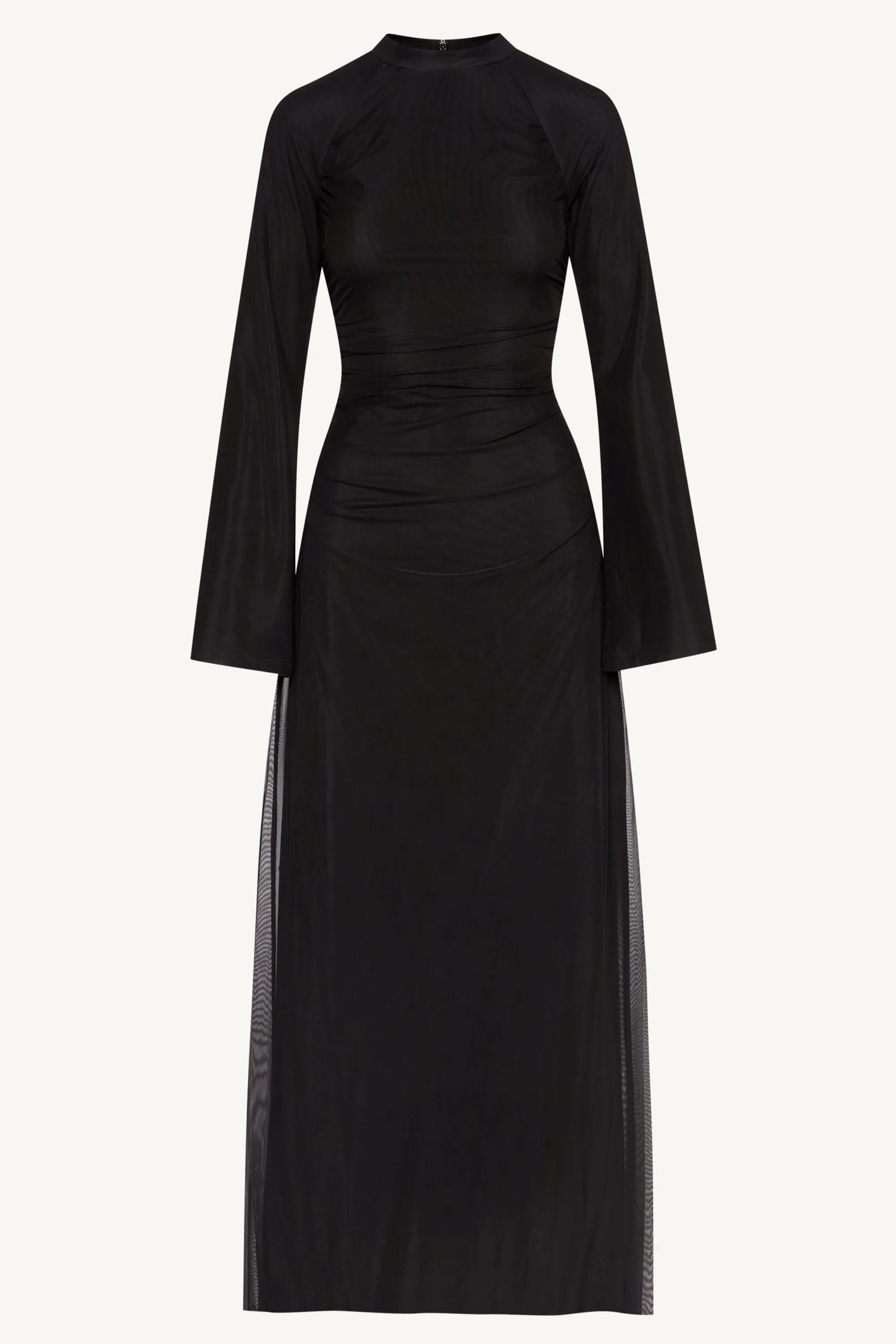 Emilia Rouched Mesh Maxi Dress - Black