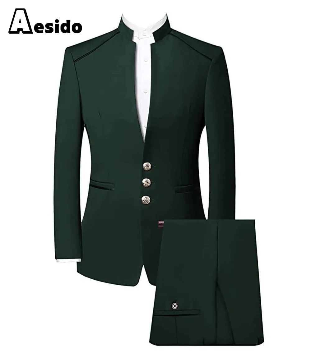 Fashion Stand Collar Men's 2 Piece Suit/China Costume (Blazer   Pants)