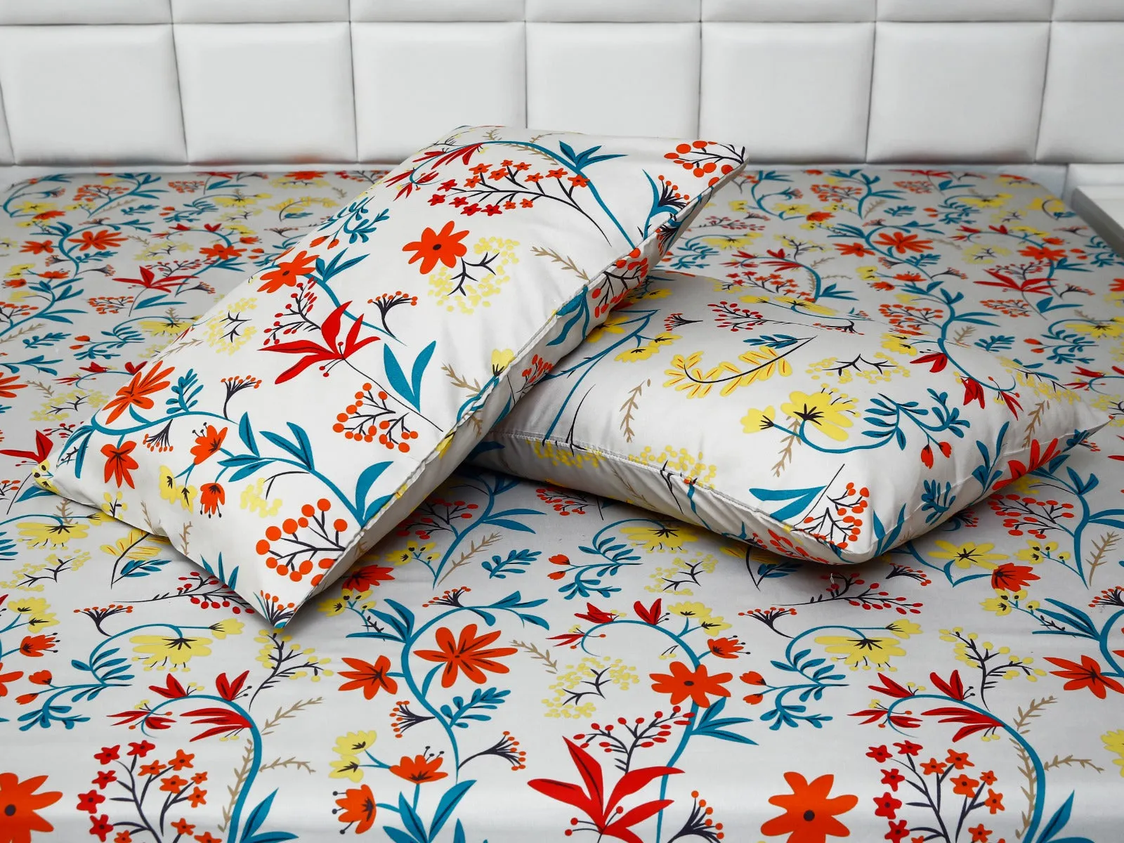 Fitted Bed Sheet-Orange Lilly