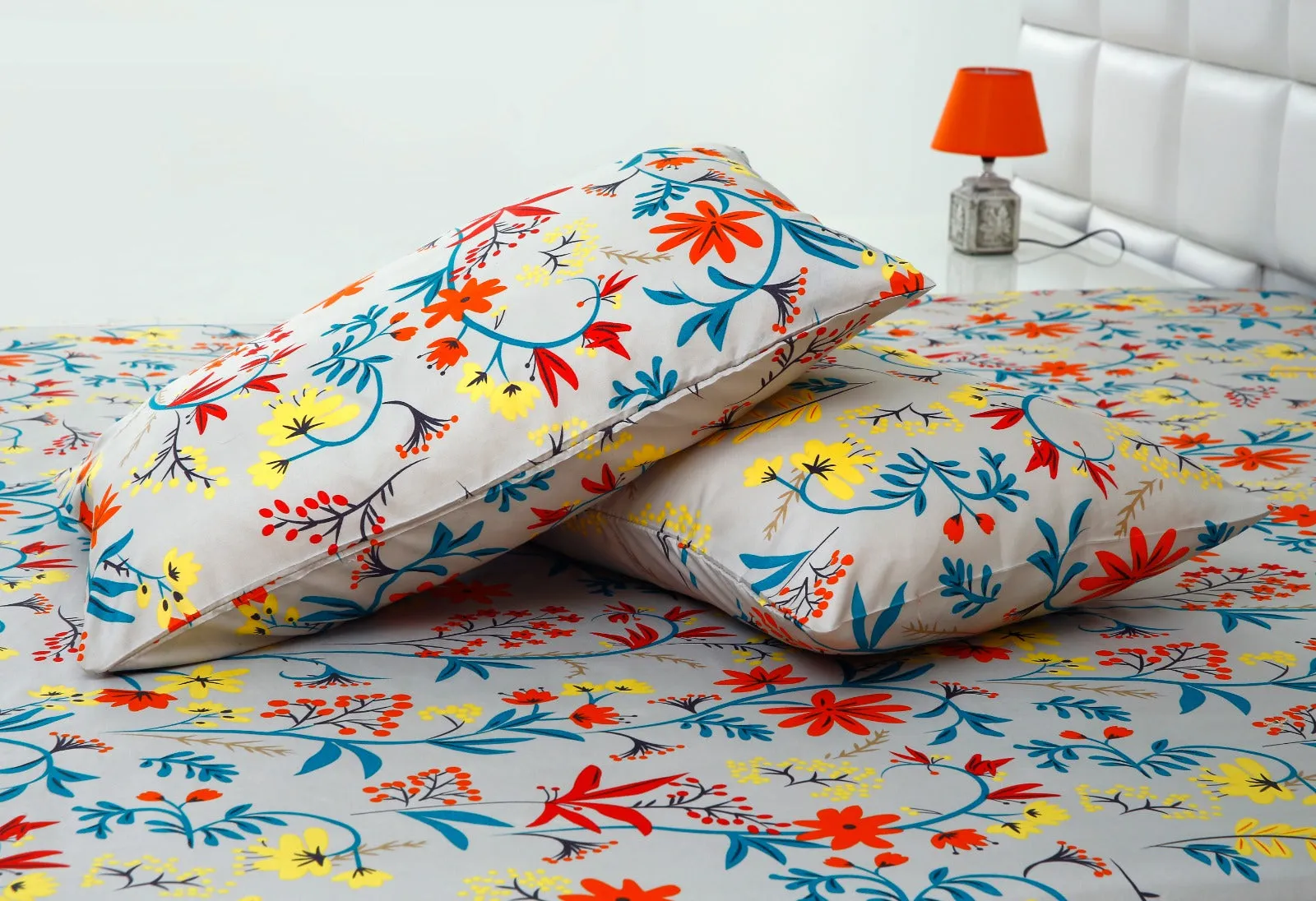 Fitted Bed Sheet-Orange Lilly