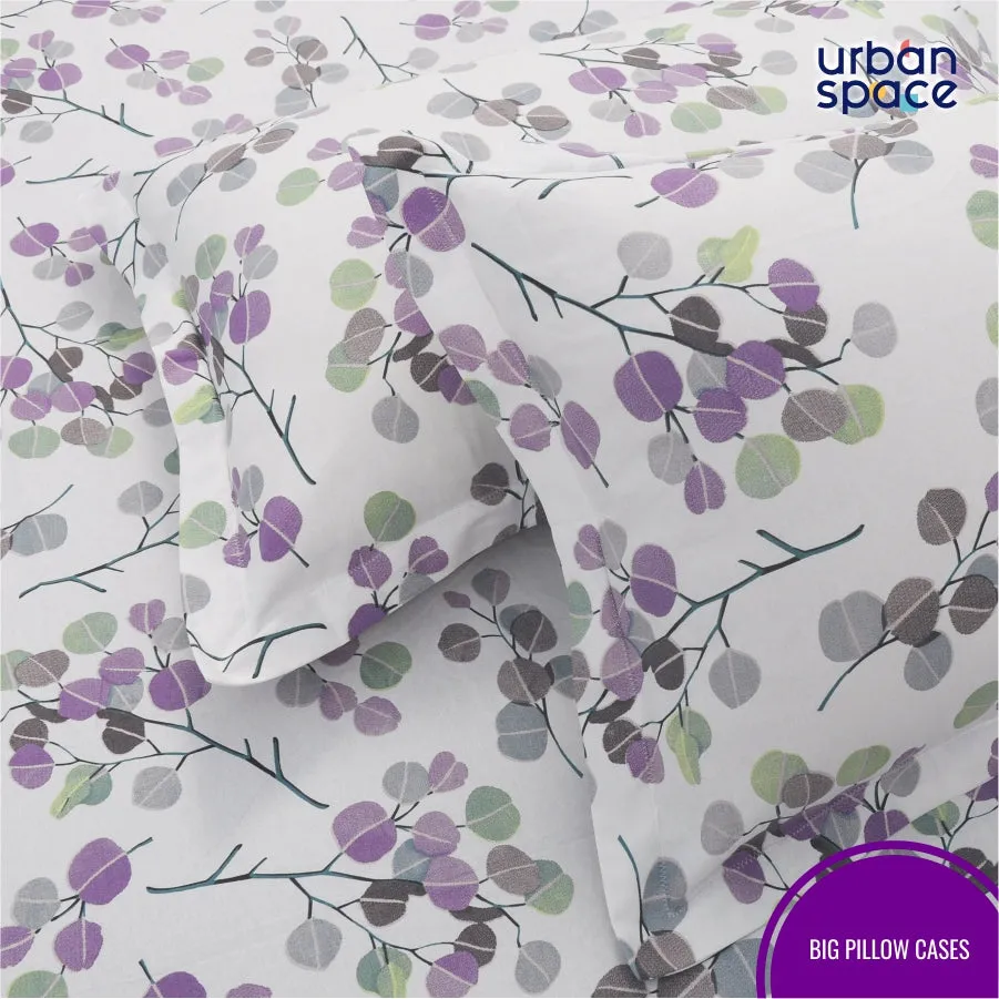 Fitted King Size Cotton Bedsheet - Fall Trees Purple