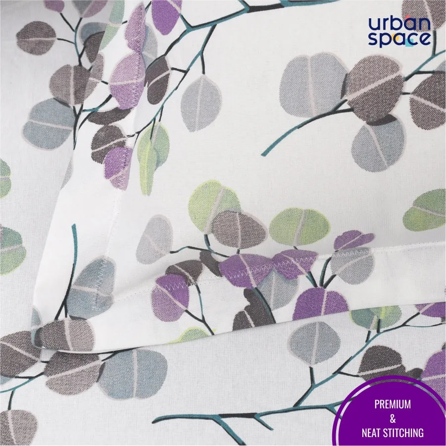 Fitted King Size Cotton Bedsheet - Fall Trees Purple