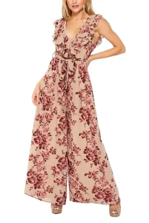 Floral Print Sleeveless Jump Suit