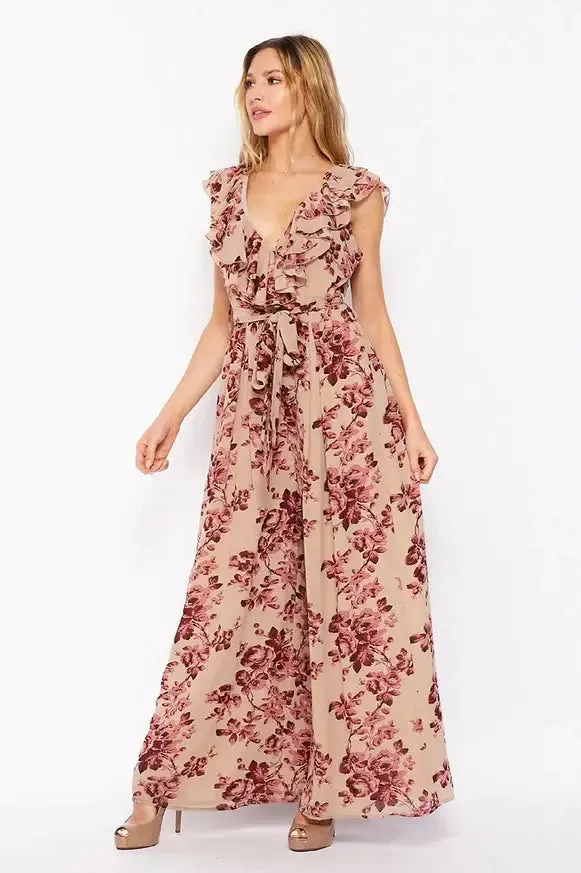 Floral Print Sleeveless Jump Suit