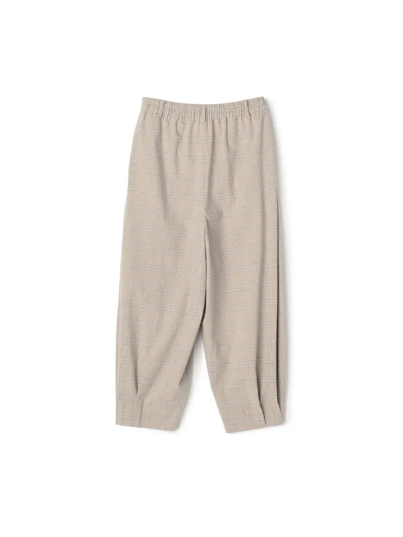 Folded Hem & Waist Check Baggy Pants